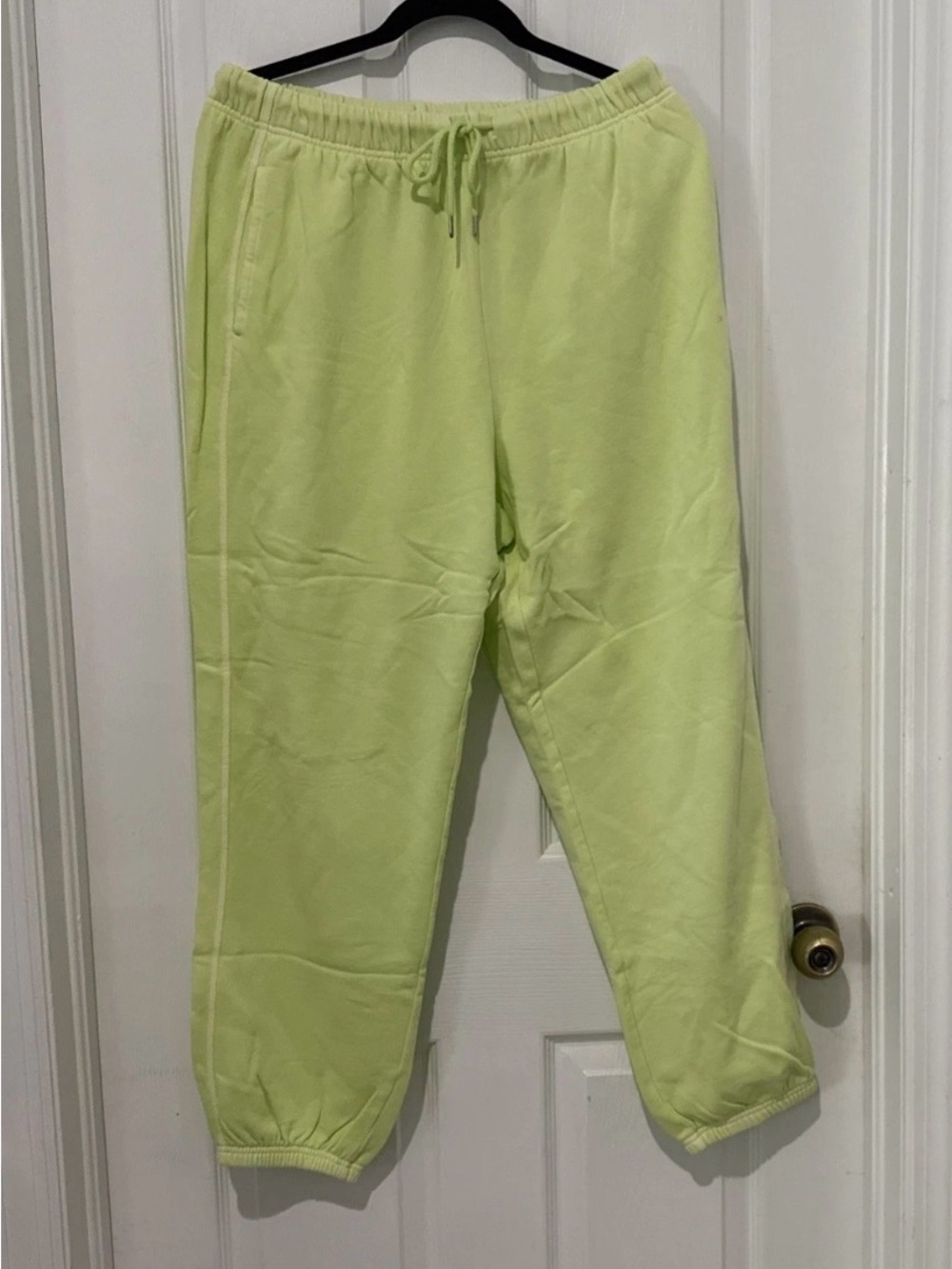 Old navy women Lime Green Elastic Waist Sweatpants fleece lined Large NWT